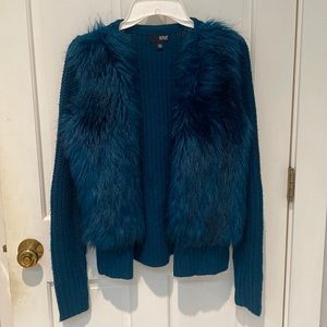 Faux fur mixed media sweater